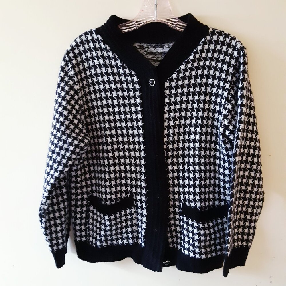 Houndstooth Knit Sweater Womens M - L